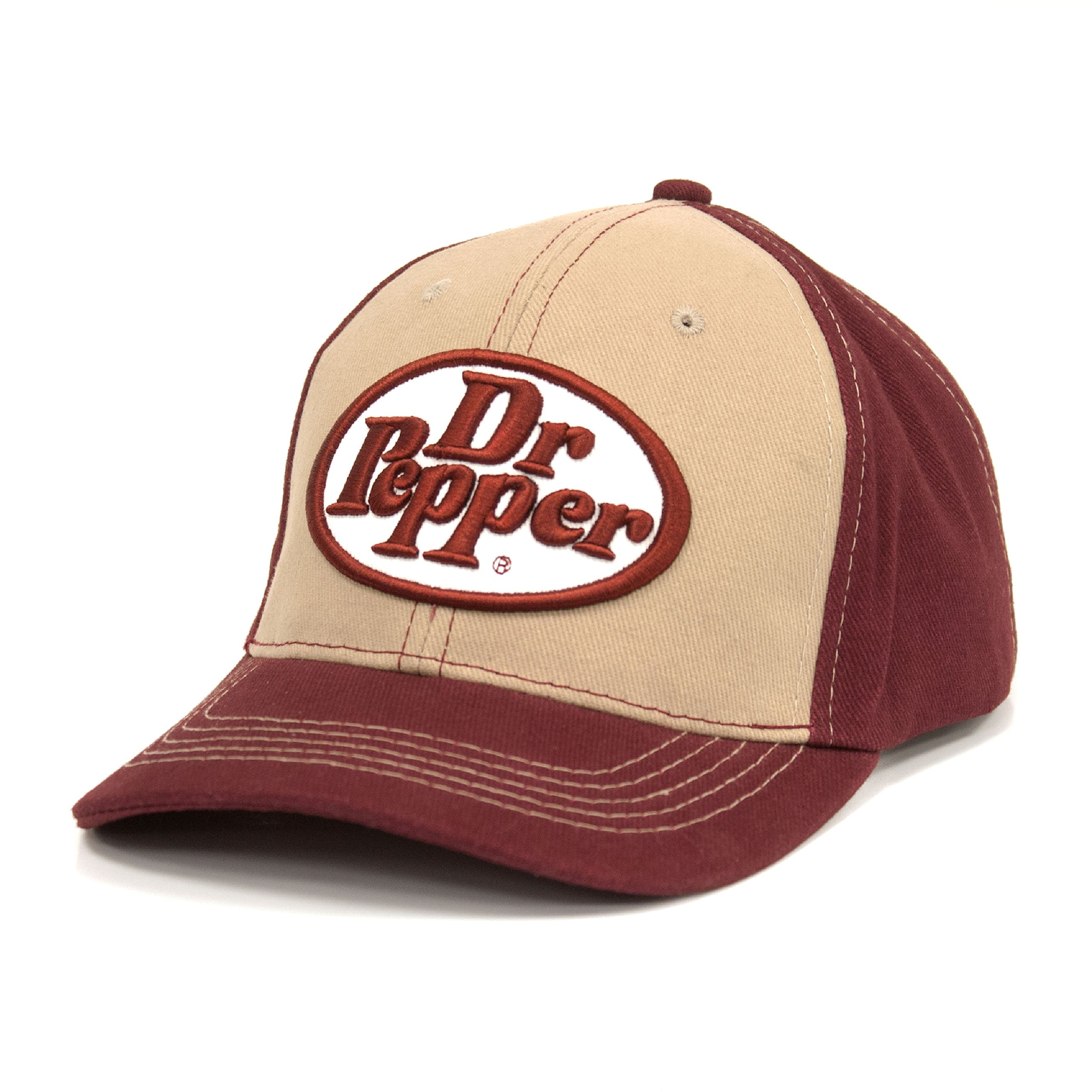 Tee Luv Dr Pepper Logo Baseball Hat (Maroon and Beige)