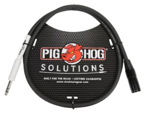 pig hog px4t6 xlr male to 1/4" trs instrument cable, 6 feet