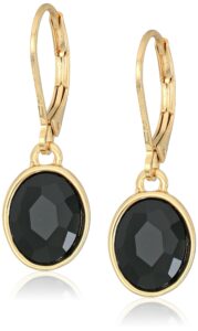 anne klein "ear spectacular" gold-tone jet single stone drop earrings