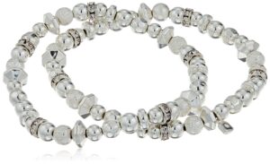 nine west "nw boxed gifting silver-tone 2 piece stretch bracelet