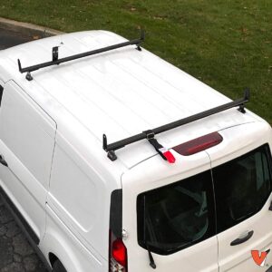 J2000 Aluminum Ladder Roof Rack 2 bar System with Accessories for a 2014-Newer Transit Connect Black