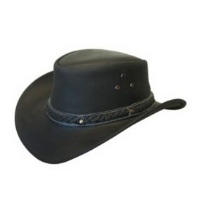 Leather Down Under HAT Aussie Bush Cowboy Classic Western Outback Black L