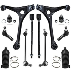 detroit axle - front 12pc suspension kit for 98-07 ford taurus 98-05 mercury sable 2 lower control arms 2 ball joints 2 sway bars 4 tie rods 2 boots 1998 1999 2000 2001 2002 2003 2004 2005 replacement