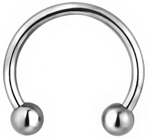 forbidden body jewelry 16g 3/8" titanium septum piercing horseshoe hoop ring with 3 mm balls