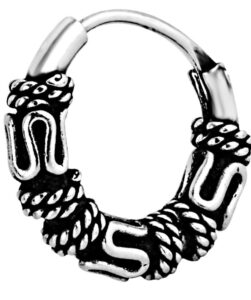 forbidden body jewelry .925 sterling silver 3/8" balinese braided design cartilage hoop earring (sold individually)