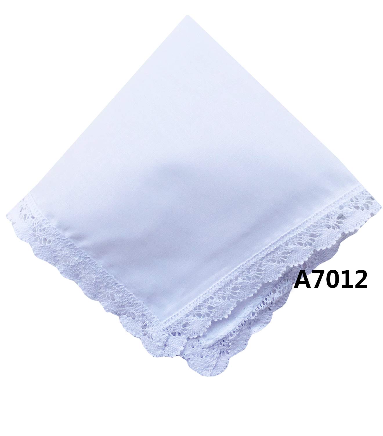 6 Pack of Ladies Embroidery Cotton Handkerchiefs Lace Border White Hankies