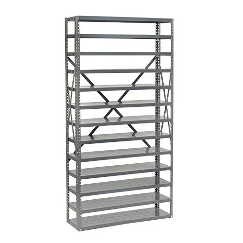 Global Industrial 13 Shelf Steel Shelving with (96) 4" H Plastic Shelf Bins, Red, 36x12x72