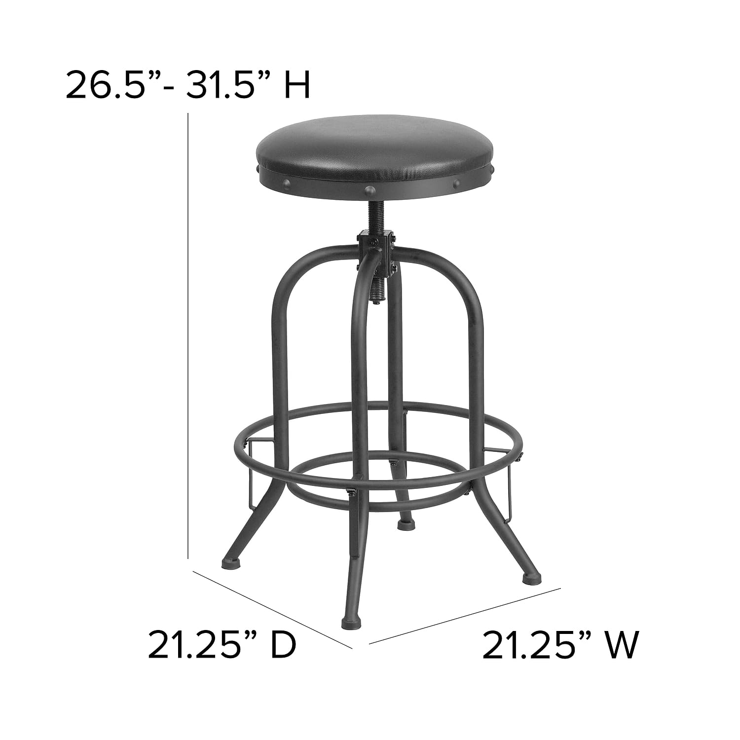 Flash Furniture Carrington 30'' Barstool with Swivel Lift Black LeatherSoft Seat