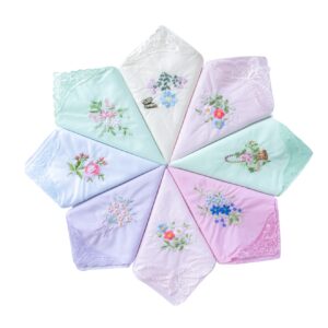 CoCoUSM Womens Handkerchiefs Lace Embroidered Cotton Handkerchiefs Bulk