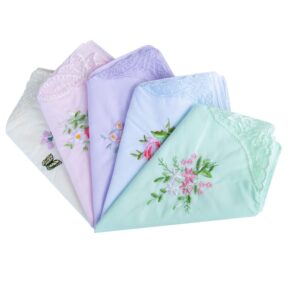 CoCoUSM Womens Handkerchiefs Lace Embroidered Cotton Handkerchiefs Bulk