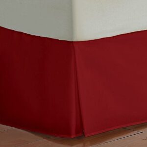 LinenHouse Luxury Hotel 400-Thread-Count 100% Egyptian Cotton Twin Extra-Long 1 Piece Bed Skirt with 19" Drop Lenth, Red