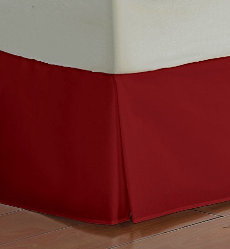 LinenHouse Luxury Hotel 400-Thread-Count 100% Egyptian Cotton Twin Extra-Long 1 Piece Bed Skirt with 19" Drop Lenth, Red