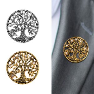 Lapel Pin Brooch for Women 18K Gold Plated CZ Brooches for Grandma Friend Graduation Gift Family Tree of Life Brooches