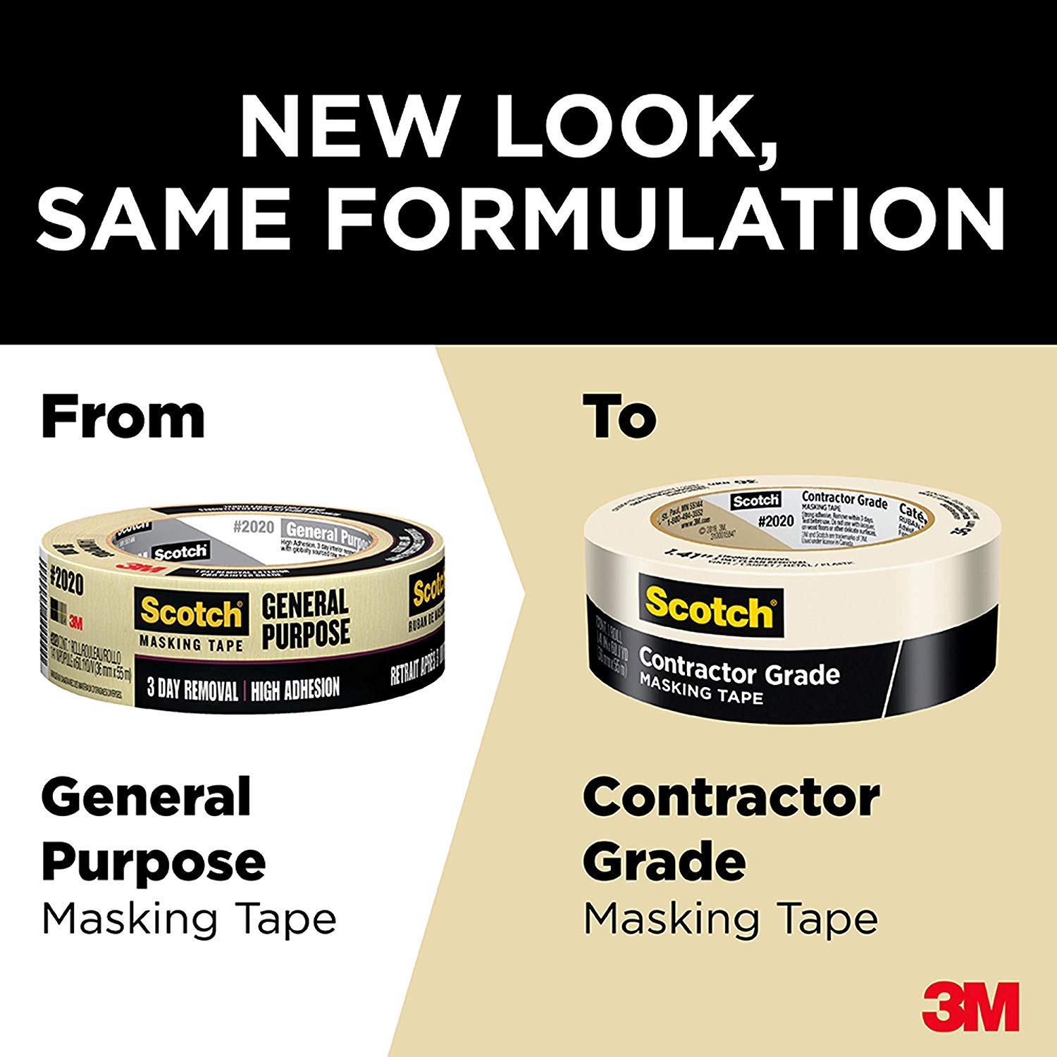 Scotch Contractor Grade Masking Tape, 0.94 inches by 60.1 yards (2,163 yards total), 2020, 36 Rolls