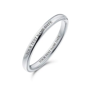 bling jewelry personalized minimalist thin stackable titanium wedding band ring for men women silver tone 2mm custom engraved