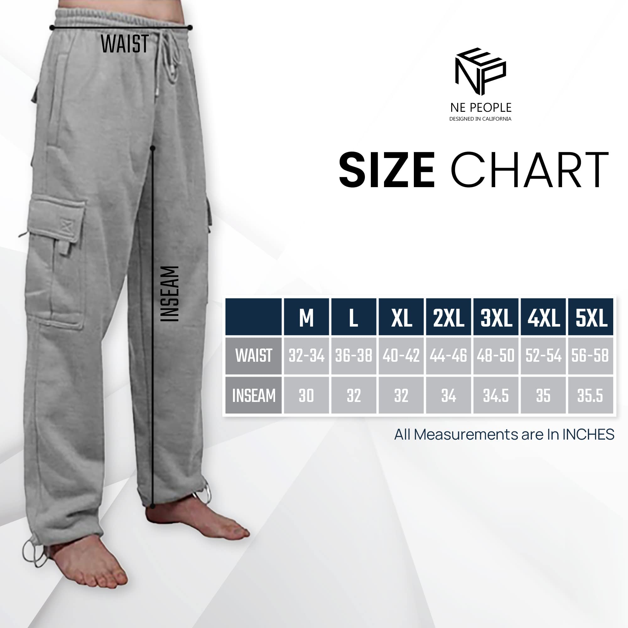 NE PEOPLE Men’s Cargo Pants – Lightweight Comfy Jogger Sweatpants Fleece Elastic Waistband Workout Casual Active Sports NEMP17 Red 4XL