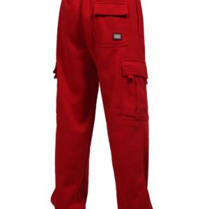 NE PEOPLE Men’s Cargo Pants – Lightweight Comfy Jogger Sweatpants Fleece Elastic Waistband Workout Casual Active Sports NEMP17 Red 4XL