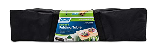 Camco Folding Bamboo Table with Aluminum Legs | Natural Bamboo Top | Lightweight for Added Portability (51895)