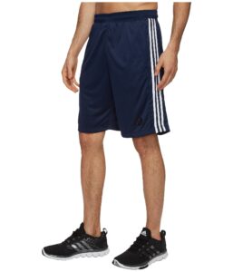 adidas men's designed-2-move 3-stripe shorts, collegiate navy/white, small