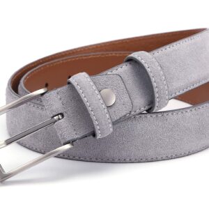 Ground Mind Extra Thickness Suede Leather Belt for Men,34,Grey