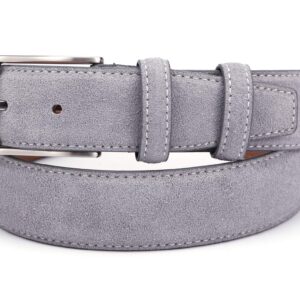 Ground Mind Extra Thickness Suede Leather Belt for Men,34,Grey