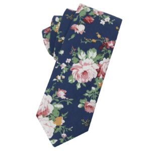 Mantieqingway Men's Cotton Printed Floral Neck Tie Skinny Tie