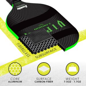 Franklin Sports Pickleball Paddle - Viper Carbon Fiber Core Pickleball Paddle - USA Pickleball (USAPA) Approved Paddle - 13mm Carbon Fiber Core,Green