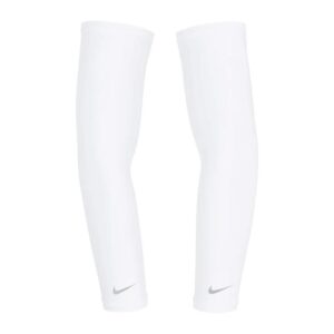 nike lightweight running sleeves (s/m,white/silver)