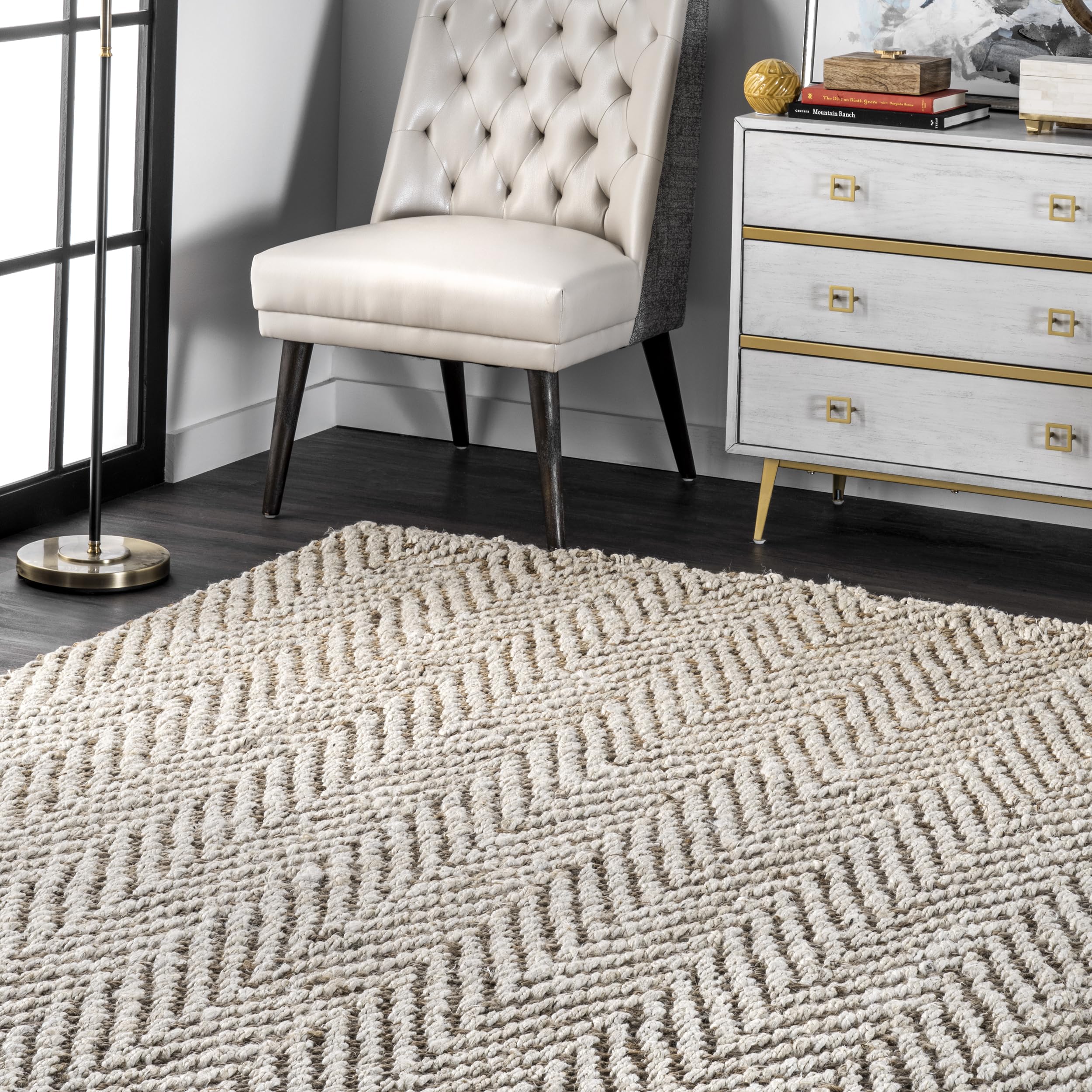 nuLOOM Vania Chevron Jute Area Rug, 5x8, Off-White