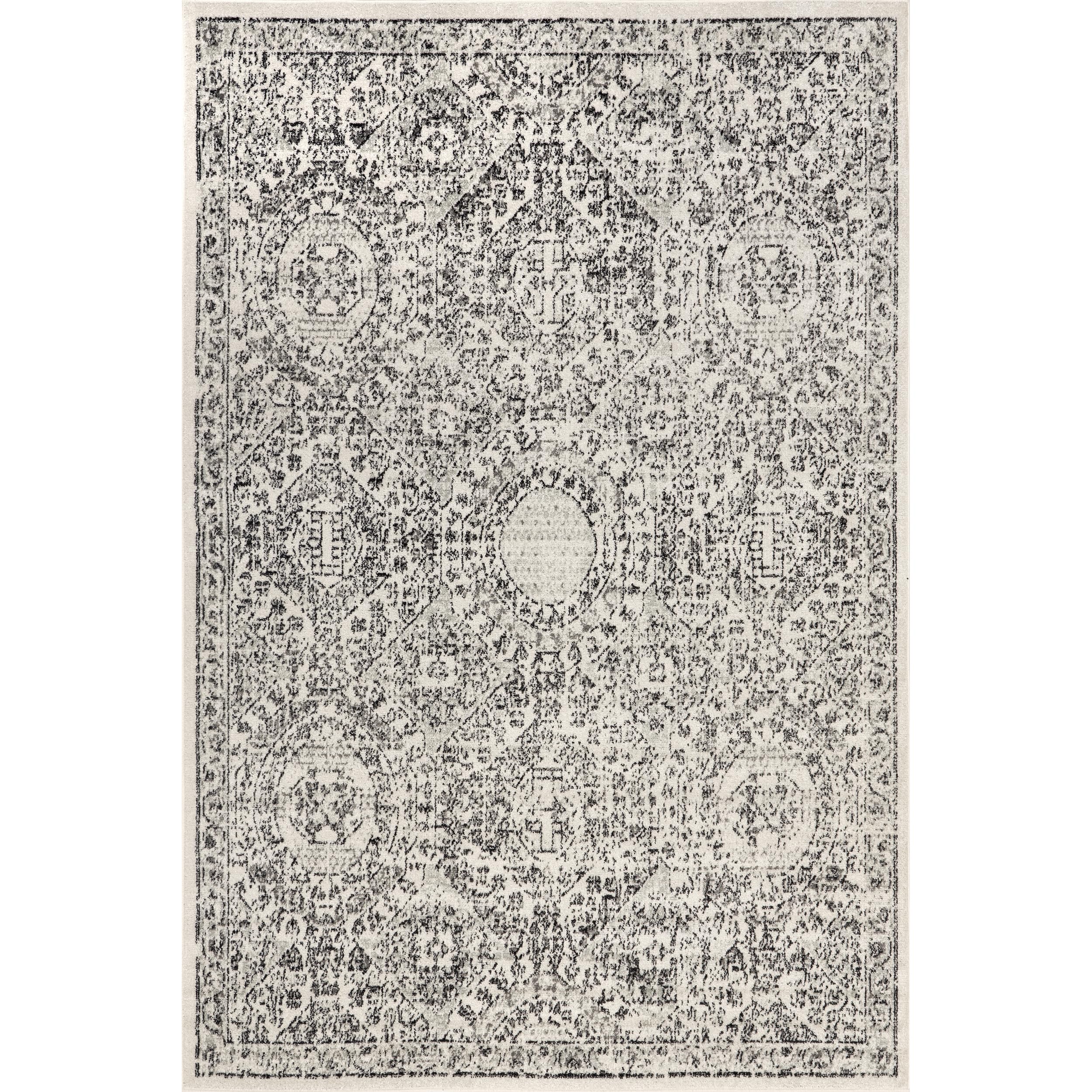 nuLOOM Minta Vintage Transitional Area Rug - 9x12 Area Rug Transitional Grey/Ivory Rugs for Living Room Bedroom Dining Room Kitchen