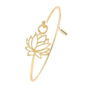 noumanda summer style pretty lotus flower easy open hook bracelet bangle (gold)