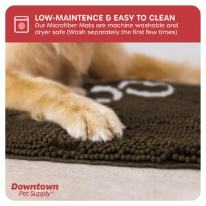 My Doggy Place Microfiber Dog Mat for Muddy Paws, 60" x 36" Brown with Paw Print - Non-Slip, Absorbent and Quick-Drying Dog Paw Cleaning Mat, Washer and Dryer Safe - X-Large/Runner