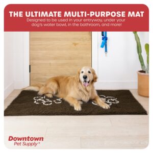 My Doggy Place Microfiber Dog Mat for Muddy Paws, 60" x 36" Brown with Paw Print - Non-Slip, Absorbent and Quick-Drying Dog Paw Cleaning Mat, Washer and Dryer Safe - X-Large/Runner