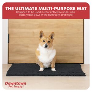 My Doggy Place Microfiber Dog Mat for Muddy Paws, 31" x 20" Charcoal with Paw Print - Absorbent and Quick-Drying Dog Paw Cleaning Mat, Washer and Dryer Safe - Non-Slip Rubber Backed Pet Mat, Medium