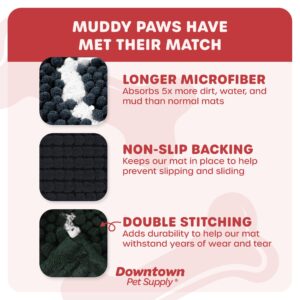 My Doggy Place Microfiber Dog Mat for Muddy Paws, 31" x 20" Charcoal with Paw Print - Absorbent and Quick-Drying Dog Paw Cleaning Mat, Washer and Dryer Safe - Non-Slip Rubber Backed Pet Mat, Medium