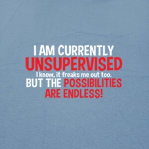 Currently Unsupervised Novelty Graphic Sarcastic Funny T Shirt M Black