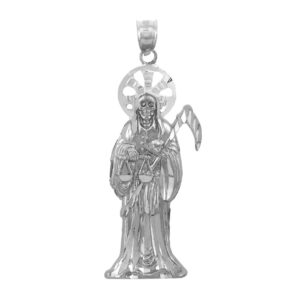 saint collection fine 925 sterling silver santa muerte necklace pendant