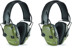 howard leight r-01526-pk2 by honeywell impact sport sound amplification electronic shooting earmuff, green 2-pack