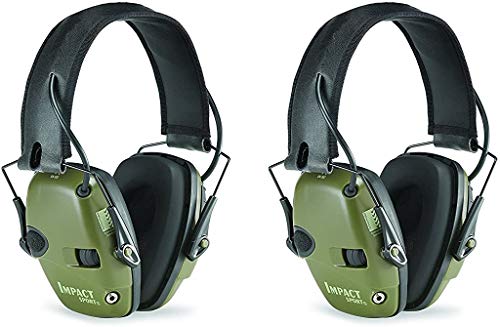 Howard Leight R-01526-PK2 by Honeywell Impact Sport Sound Amplification Electronic Shooting Earmuff, Green 2-Pack