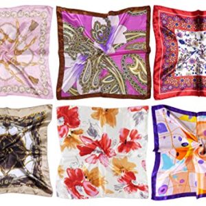 LilMents 12 Mixed Designs Small Square Satin Womens Neck Head Scarf Scarves Bundle Lot Set (Set I)