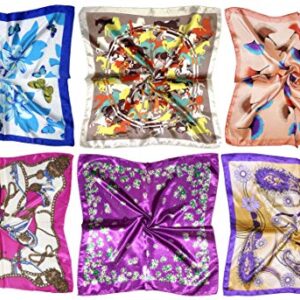 LilMents 12 Mixed Designs Small Square Satin Womens Neck Head Scarf Scarves Bundle Lot Set (Set I)