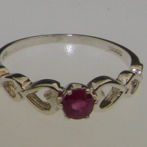 LetsBuyGold 925 Sterling Silver Real Genuine Ruby Womens Band Ring - Size 4