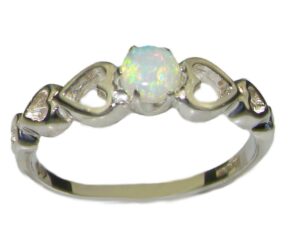 letsbuygold 925 sterling silver real genuine opal womens solitaire ring - size 11