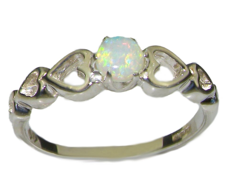 LetsBuyGold 925 Sterling Silver Real Genuine Opal Womens Solitaire Ring - Size 11