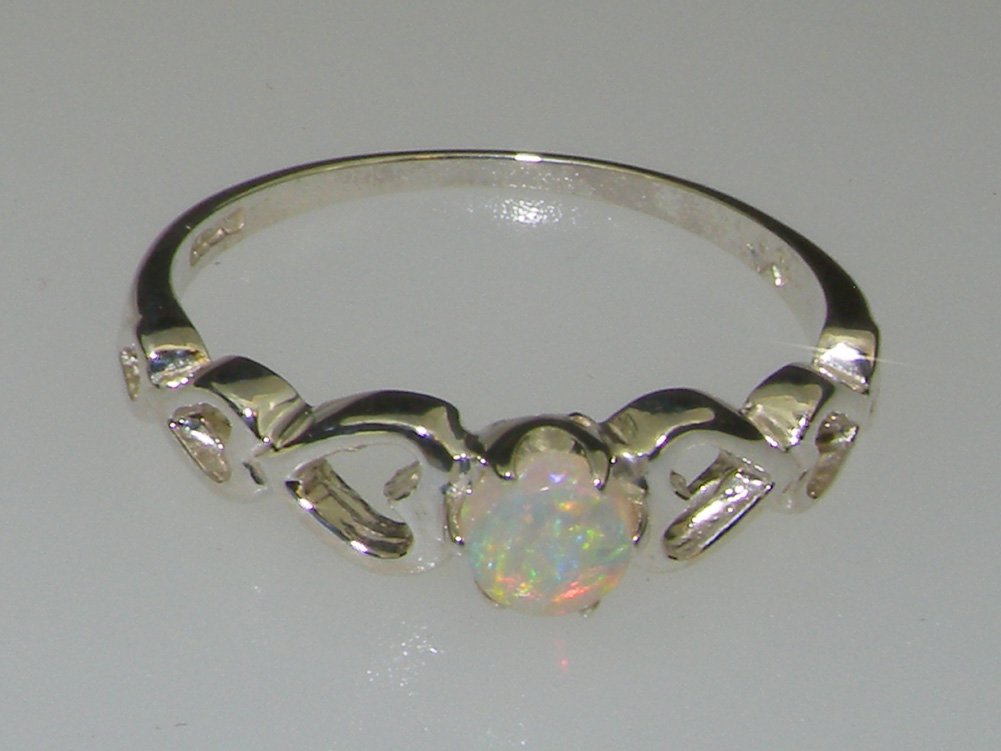 LetsBuyGold 925 Sterling Silver Real Genuine Opal Womens Solitaire Ring - Size 11