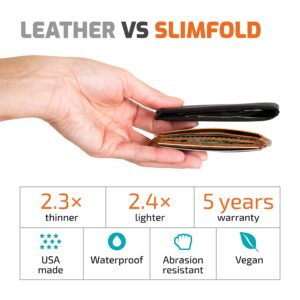 SlimFold™ Minimalist RFID Wallet - Thin, Durable, and Waterproof Guaranteed - Made in USA - Original Size Black with Black Stitching