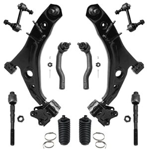 detroit axle - 10pc front end kit for 07-14 ford edge 07-15 lincoln mkx 2007 2008 2009 2010 2011 2012 2013 2014, 2 lower control arms 2 sway bars 4 inner & outer tie rods 2 boots replacement