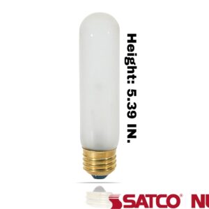 Satco 25W T10 Tubular Bulb - Medium Base - Frosted - 120V