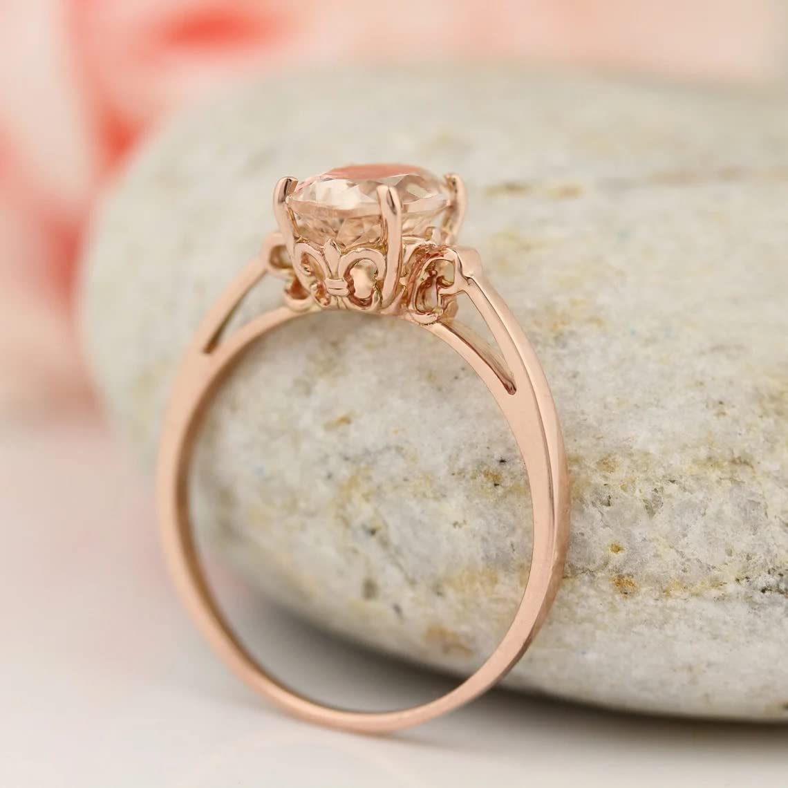 1ct Morganite 14K Rose Gold Ring (size 6)