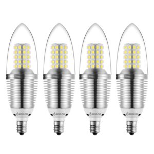 Bogao E12 LED Candelabra Bulb, 12W Daylight White 6000K LED Candle Bulbs, 80-100 Watt Light Bulbs Equivalent, E12 Candelabra Base,1200 Lumens LED Lights,Torpedo Shape (4 Pack)